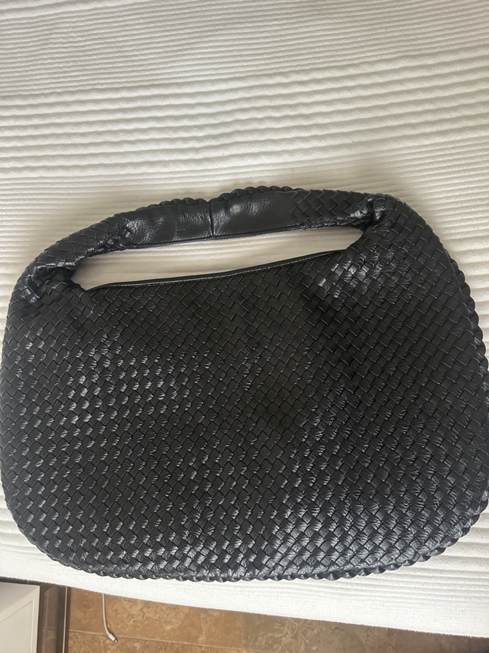 Intrecciato Black Hobo Shoulder Bag - Women